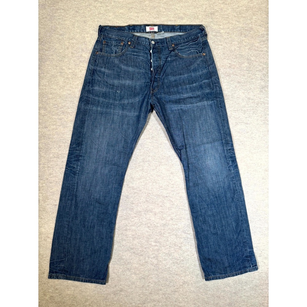Levis 501 Original Fit Jeans Men 38x30 Blue Denim Cotton Button Fly Straight Leg